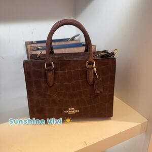 NWT Coach Maggie Small Tote Bag CCC71 embossed crocodile/Gold/Maple
